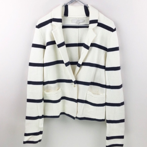 LOFT Jackets & Blazers - LOFT Striped Blazer Jacket Black/Cream